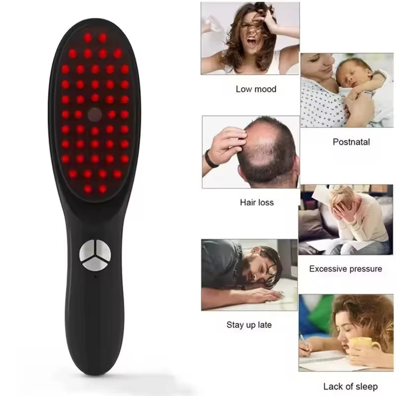Revitalize Your Hair with the Anti Hair Loss Scalp Care Electric Massage Comb - Featuring Red and Blue Light Therapy and Soothing Vibration Massage!