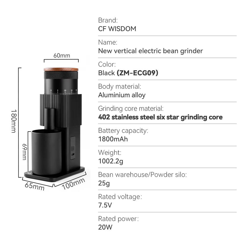 Elevate Your Coffee Experience: Rechargeable Stainless Steel Portable Electric Grinder with Adjustable Six-Star Burr for Coffee Lovers on the Go
