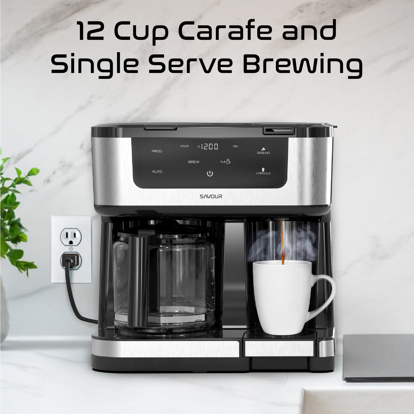 Savour Dual Coffee Maker: Your Perfect 12-Cup & Single Serve Solution for Every Coffee Lover
