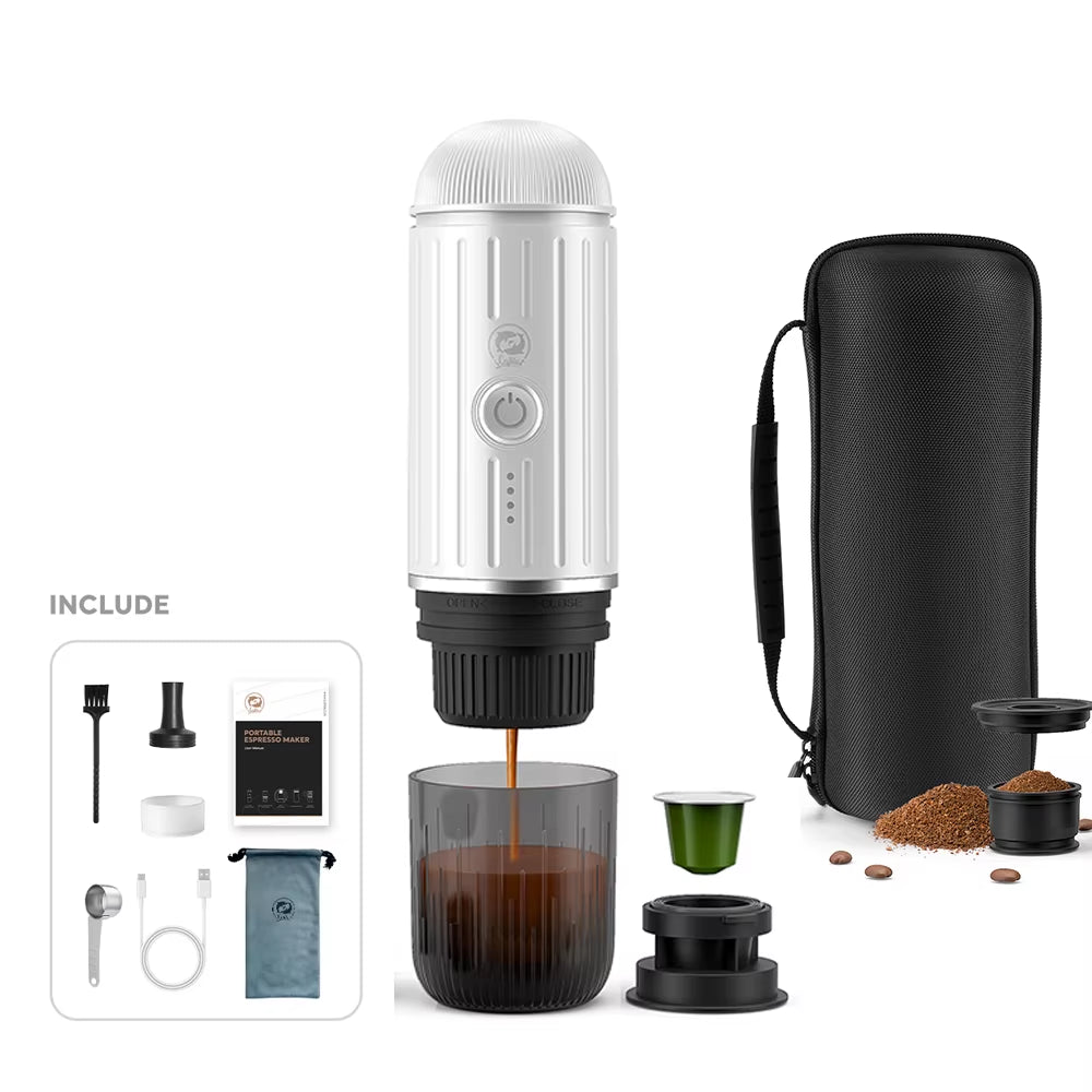 Experience Barista-Quality Coffee Anywhere with the Auto Espresso Coffee Maker - Portable, Wireless, and Compatible with Nespresso Capsules & Coffee Powder