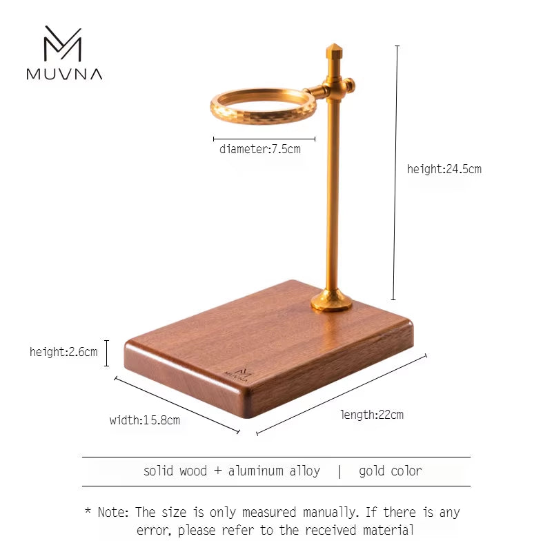 Elevate Your Brewing Experience with the Adjustable MUVNA Dripper Coffee Stand - Stylish Walnut Base in Black/Gold
