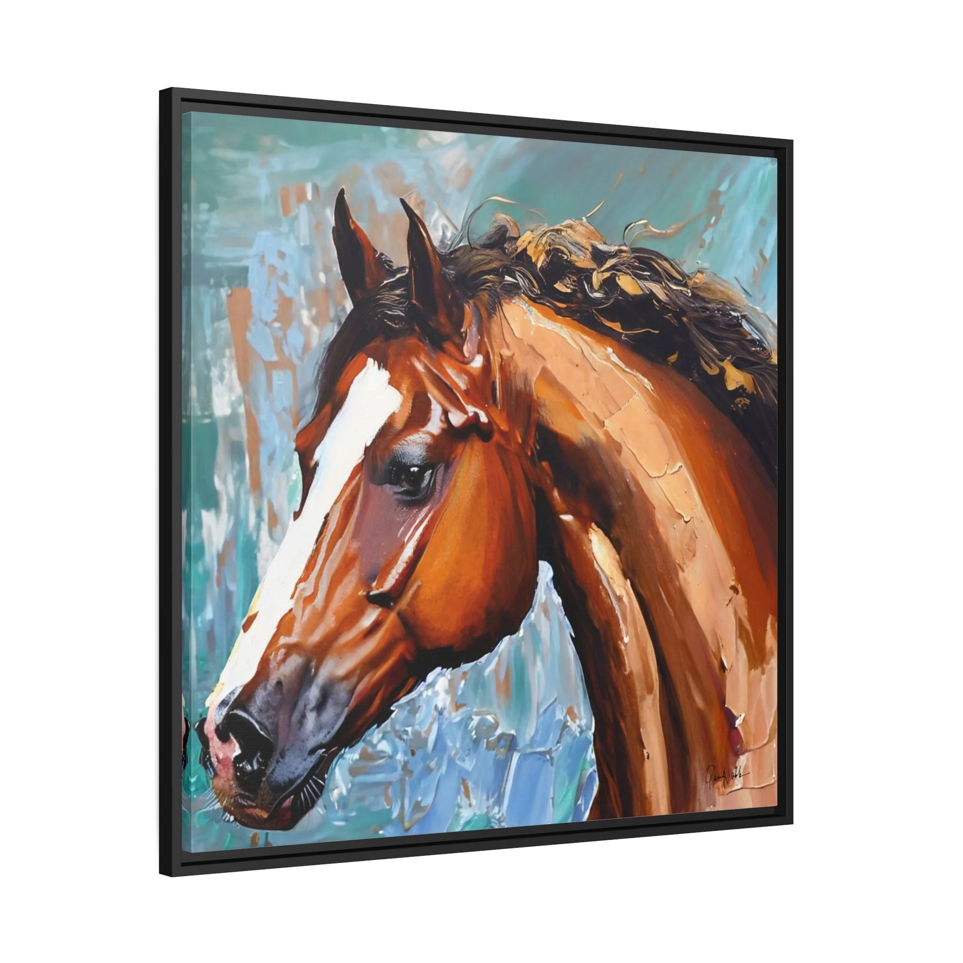 Breathtaking Brown Stallion Portrait Canvas Wall Art by QueenNoble - Elevate Your Space with Timeless Elegance