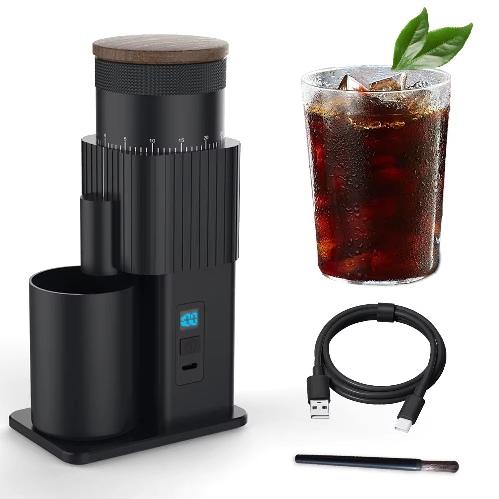 Elevate Your Coffee Experience: Rechargeable Stainless Steel Portable Electric Grinder with Adjustable Six-Star Burr for Coffee Lovers on the Go