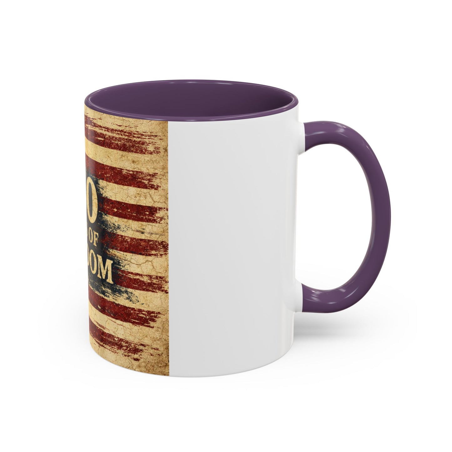 250 Years of Freedom Coffee Mug — Vintage American Flag Accent Mug (11/15oz)