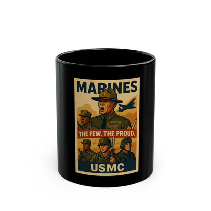 USMC Marines Vintage Poster Black Mug — "The Few. The Proud." 11oz/15oz