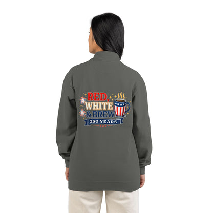 Patriotic "Red, White & Brew" Quarter-Zip Sweatshirt — 250 Years Celebration