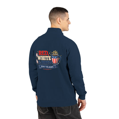Patriotic "Red, White & Brew" Quarter-Zip Sweatshirt — 250 Years Celebration