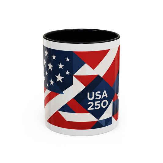 USA 250 Geometric Flag Accent Coffee Mug (11/15oz)