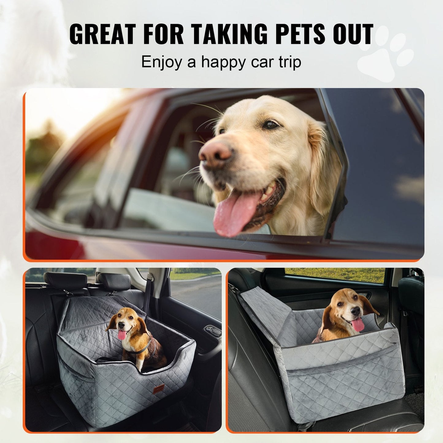 Elevate Your Pet's Travel Experience with the VEVOR Dog Booster Car Seat - Perfect for Medium to Large Dogs Up to 55 Lbs in Gray