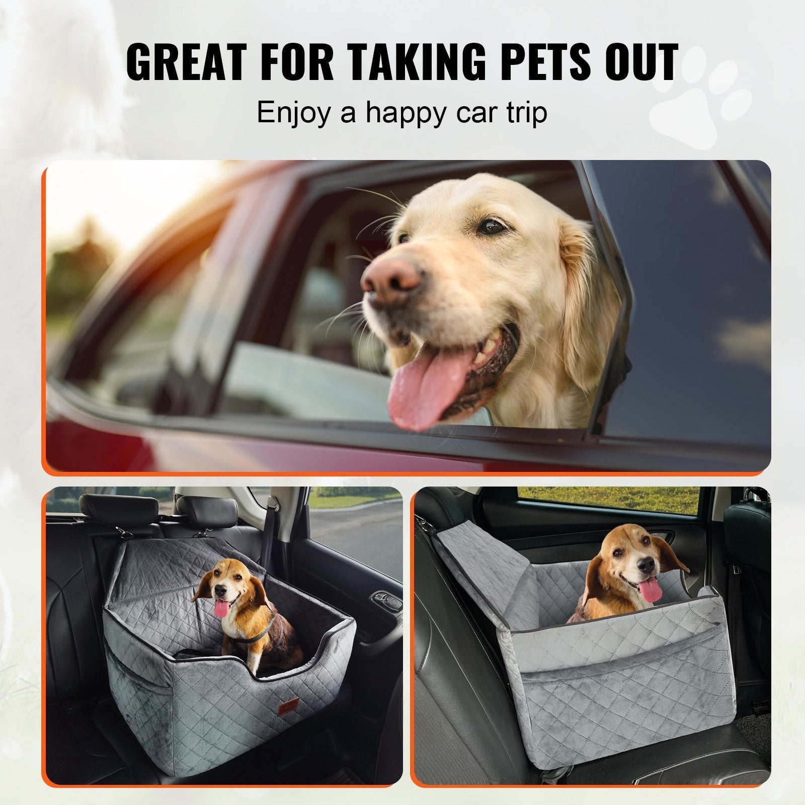 Elevate Your Pet's Travel Experience with the VEVOR Dog Booster Car Seat - Perfect for Medium to Large Dogs Up to 55 Lbs in Gray