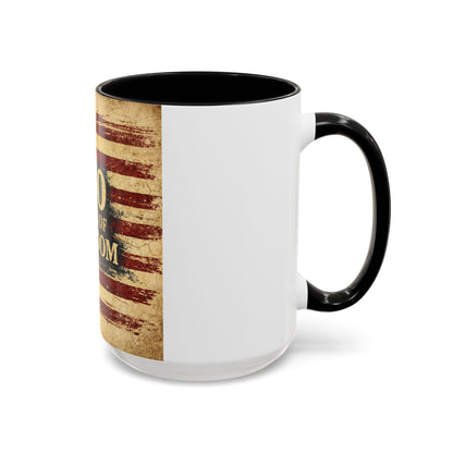 250 Years of Freedom Coffee Mug — Vintage American Flag Accent Mug (11/15oz)