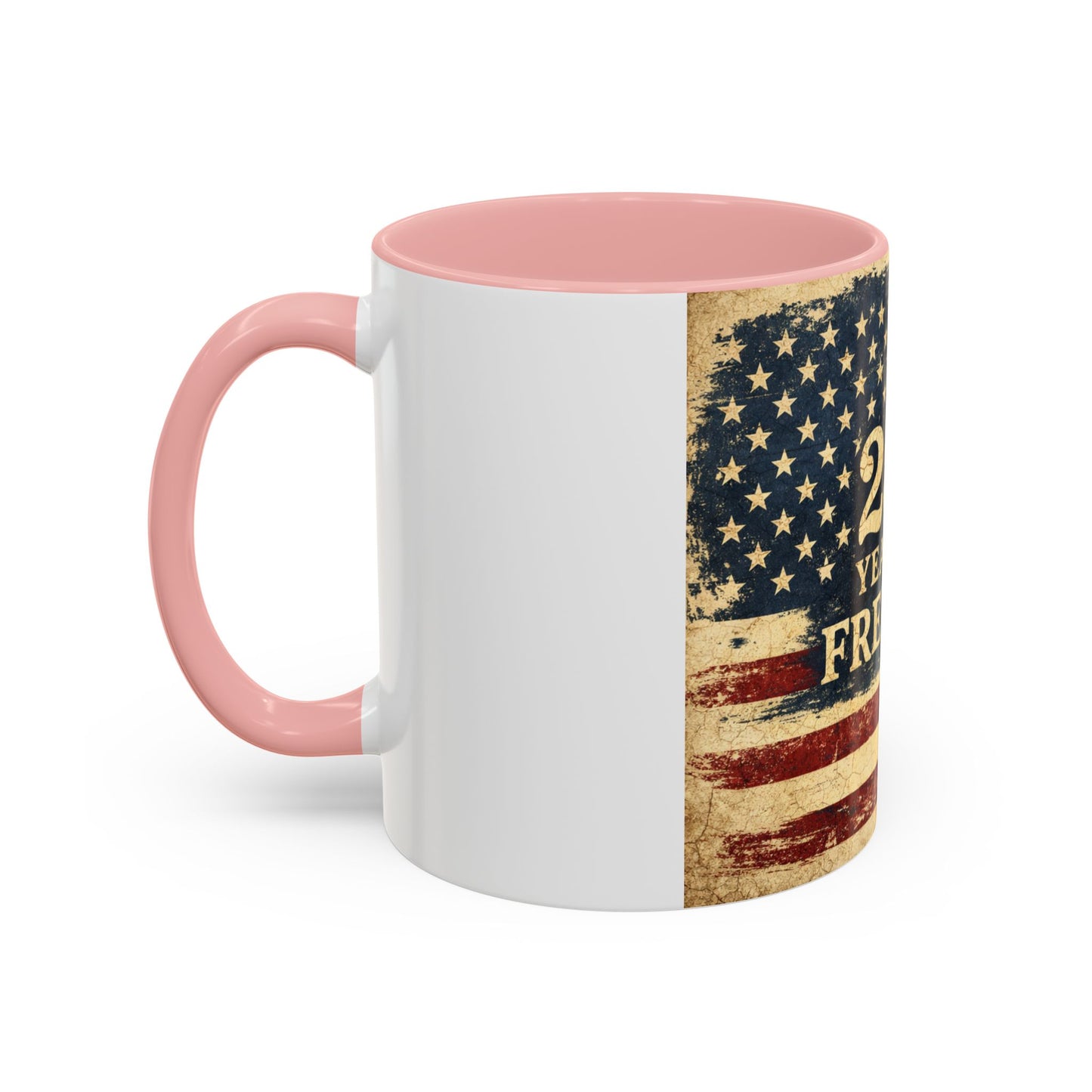 250 Years of Freedom Coffee Mug — Vintage American Flag Accent Mug (11/15oz)