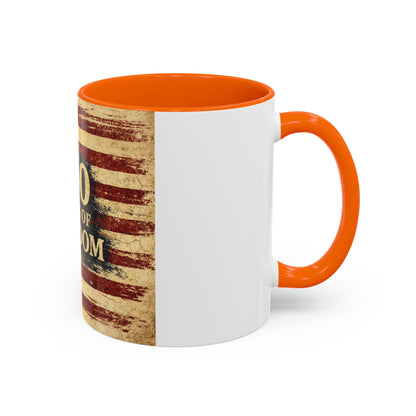 250 Years of Freedom Coffee Mug — Vintage American Flag Accent Mug (11/15oz)