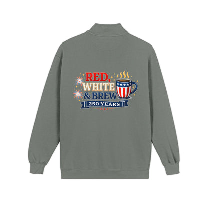 Patriotic "Red, White & Brew" Quarter-Zip Sweatshirt — 250 Years Celebration