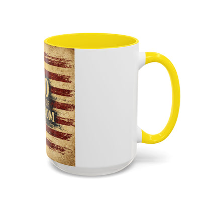 250 Years of Freedom Coffee Mug — Vintage American Flag Accent Mug (11/15oz)