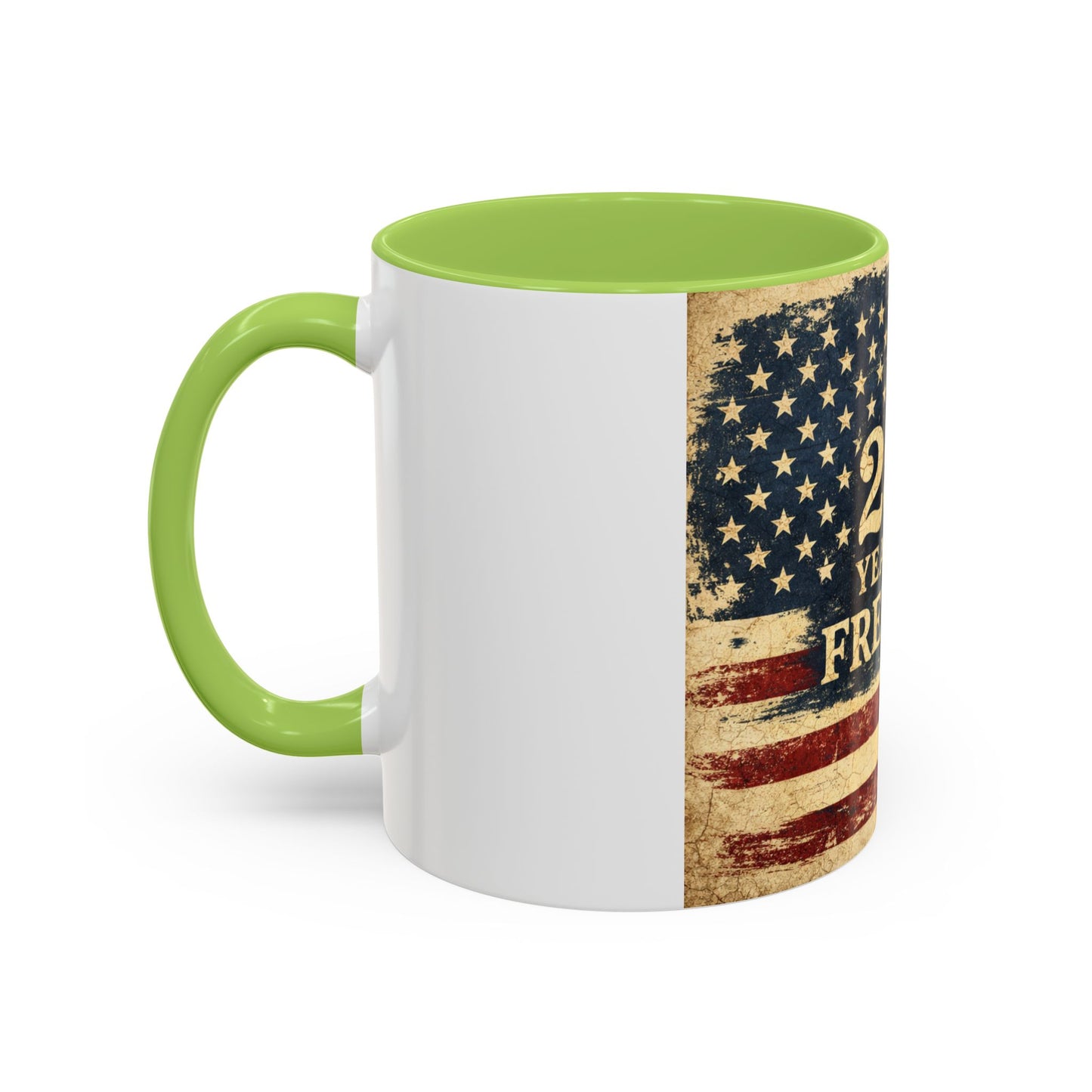 250 Years of Freedom Coffee Mug — Vintage American Flag Accent Mug (11/15oz)