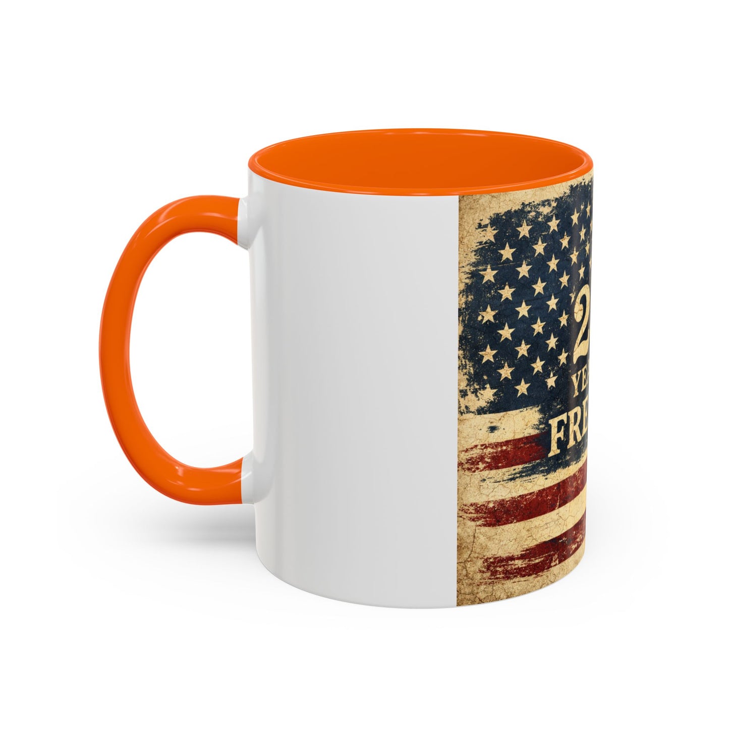 250 Years of Freedom Coffee Mug — Vintage American Flag Accent Mug (11/15oz)