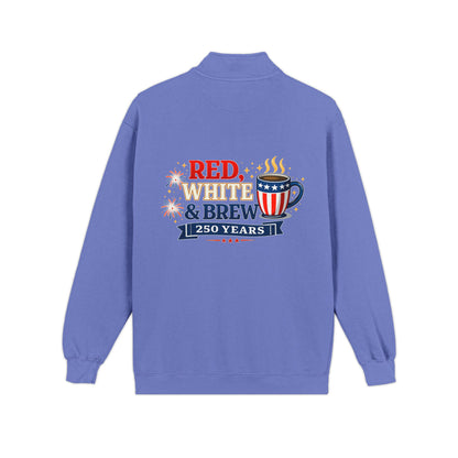 Patriotic "Red, White & Brew" Quarter-Zip Sweatshirt — 250 Years Celebration