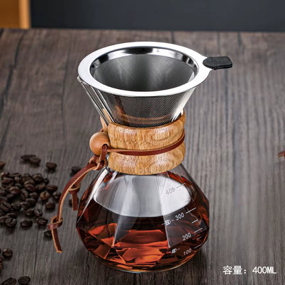 Elevate Your Coffee Experience with the Diamond-Shaped Hand Brewed Glass Coffee Percolator - 400ml Sharing Pot