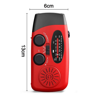 Emergency Radio with Crank, Solar Power, 1000mAh Power Bank and Flashlight - Essential Survival Gear