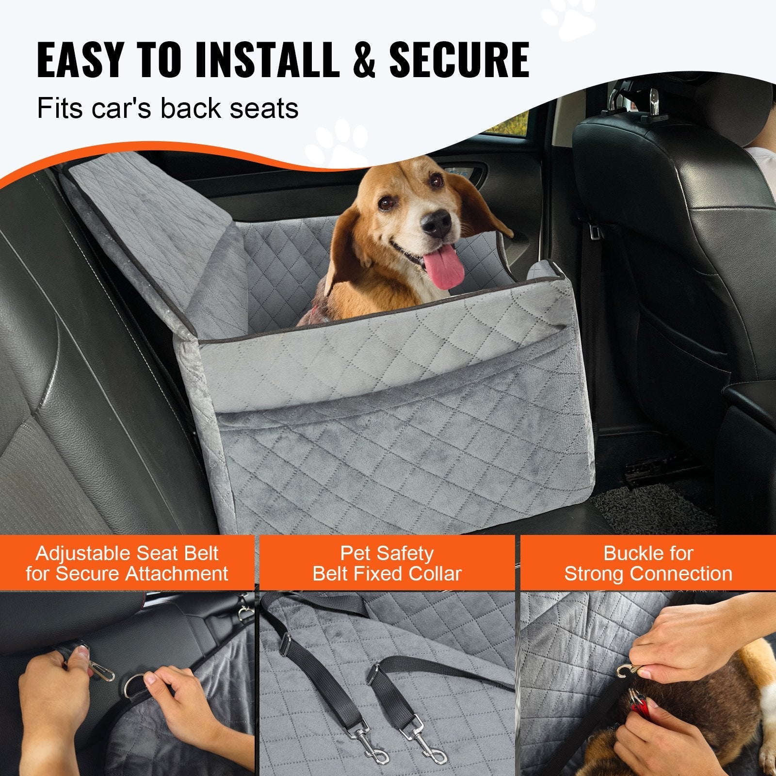 Elevate Your Pet's Travel Experience with the VEVOR Dog Booster Car Seat - Perfect for Medium to Large Dogs Up to 55 Lbs in Gray