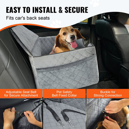 Elevate Your Pet's Travel Experience with the VEVOR Dog Booster Car Seat - Perfect for Medium to Large Dogs Up to 55 Lbs in Gray