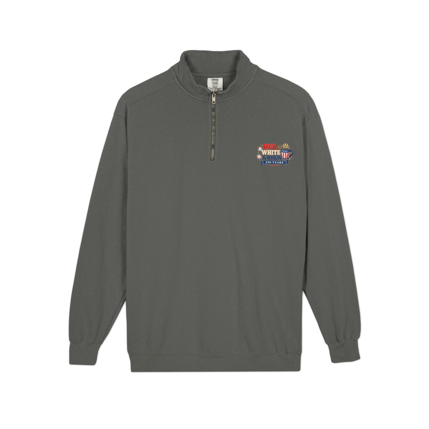 Patriotic "Red, White & Brew" Quarter-Zip Sweatshirt — 250 Years Celebration