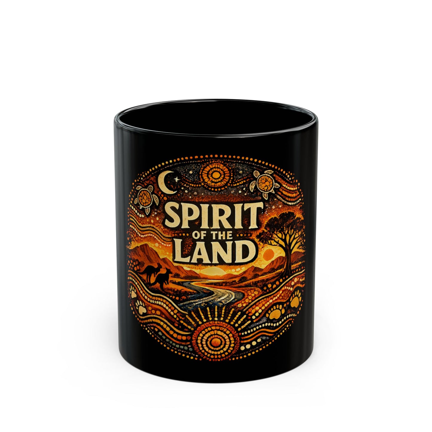 Spirit of the Land Mug — Aboriginal Dot Art Landscape Coffee Cup (11oz/15oz)