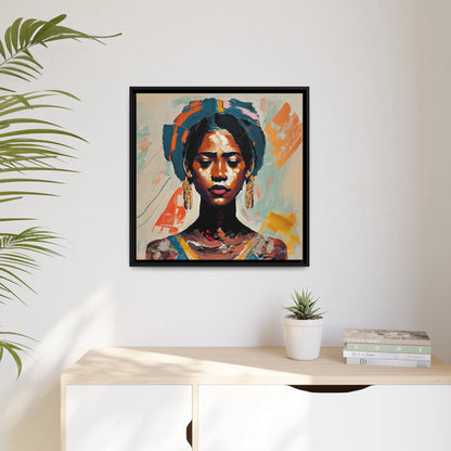 Stunning Woman with Turban Portrait Canvas Wall Art - Elegantly Framed for Your Home