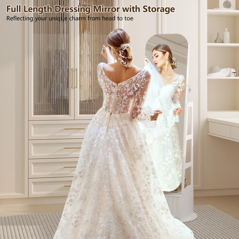 Elevate Your Space with the Miuvanity 3-In-1 360 Swivel Jewelry Cabinet - Modern Armoire with LED Light and Ample Storage
