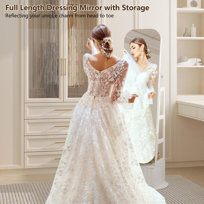 Elevate Your Space with the Miuvanity 3-In-1 360 Swivel Jewelry Cabinet - Modern Armoire with LED Light and Ample Storage