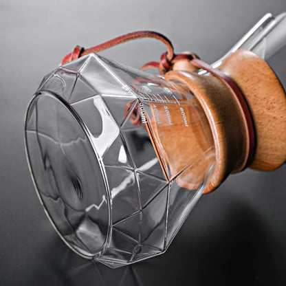Elevate Your Coffee Experience with the Diamond-Shaped Hand Brewed Glass Coffee Percolator - 400ml Sharing Pot