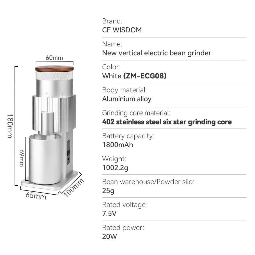 Elevate Your Coffee Experience: Rechargeable Stainless Steel Portable Electric Grinder with Adjustable Six-Star Burr for Coffee Lovers on the Go