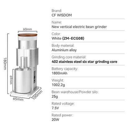 Elevate Your Coffee Experience: Rechargeable Stainless Steel Portable Electric Grinder with Adjustable Six-Star Burr for Coffee Lovers on the Go