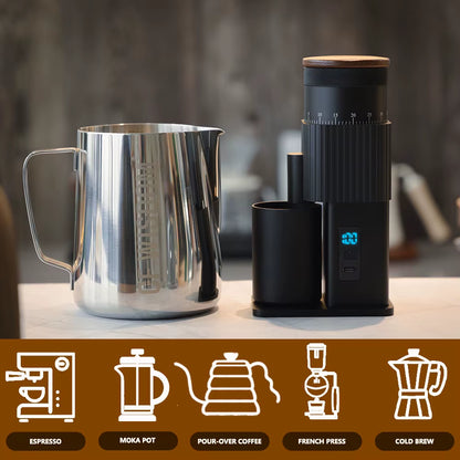 Elevate Your Coffee Experience: Rechargeable Stainless Steel Portable Electric Grinder with Adjustable Six-Star Burr for Coffee Lovers on the Go