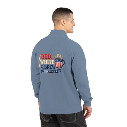 Patriotic "Red, White & Brew" Quarter-Zip Sweatshirt — 250 Years Celebration