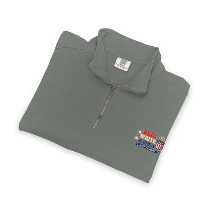 Patriotic "Red, White & Brew" Quarter-Zip Sweatshirt — 250 Years Celebration