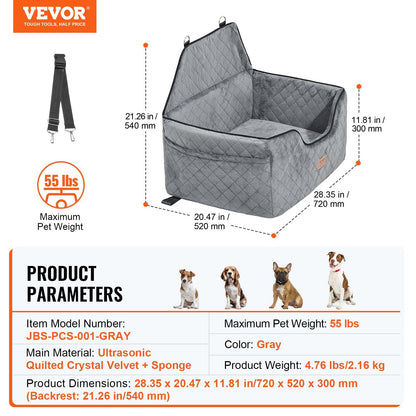 Elevate Your Pet's Travel Experience with the VEVOR Dog Booster Car Seat - Perfect for Medium to Large Dogs Up to 55 Lbs in Gray