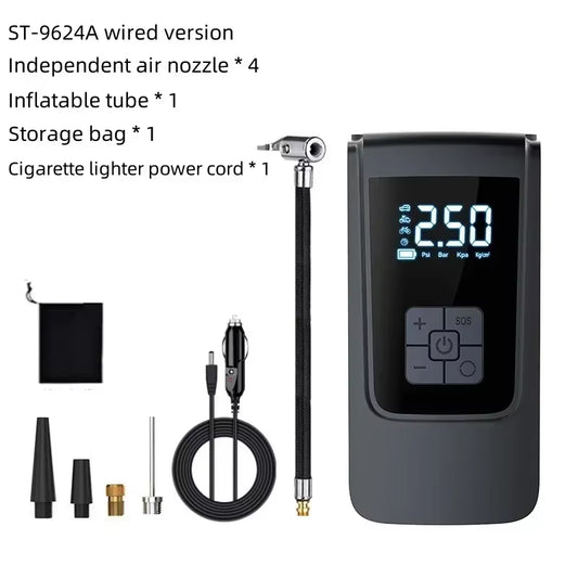 Powerful Portable Air Compressor: 12V Tyre Inflator with LED Light for Cars and Motorcycles