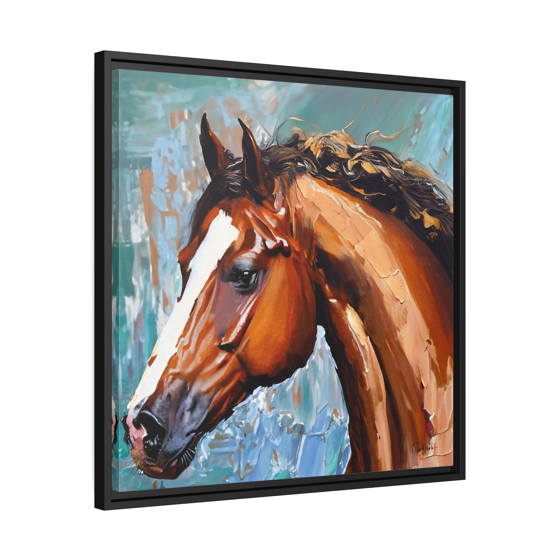 Breathtaking Brown Stallion Portrait Canvas Wall Art by QueenNoble - Elevate Your Space with Timeless Elegance
