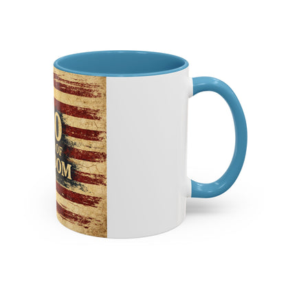 250 Years of Freedom Coffee Mug — Vintage American Flag Accent Mug (11/15oz)
