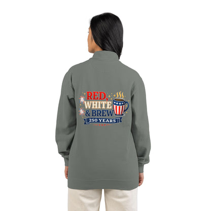 Patriotic "Red, White & Brew" Quarter-Zip Sweatshirt — 250 Years Celebration