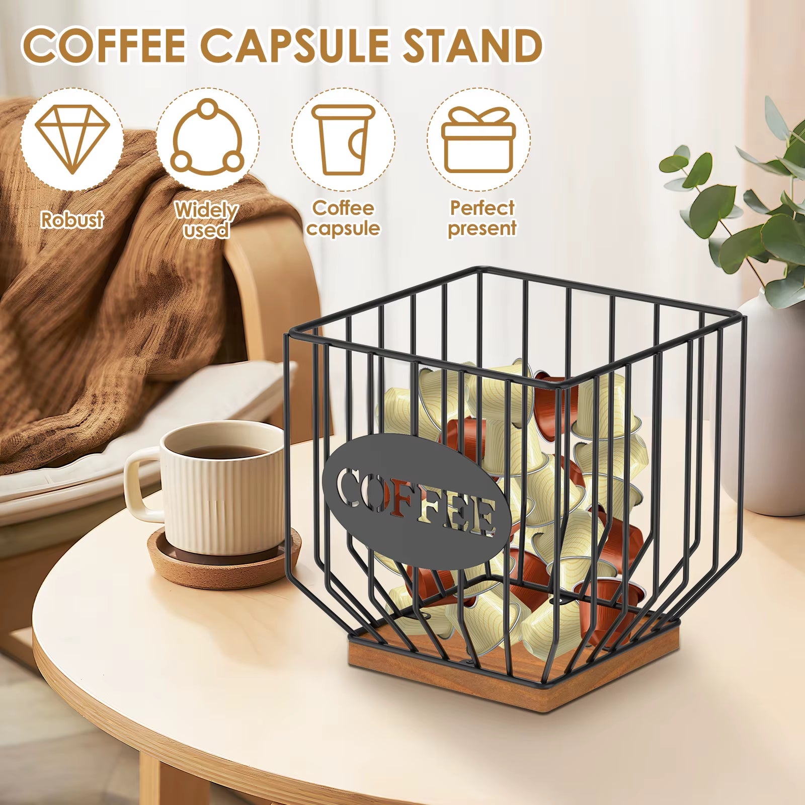 Elevate Your Coffee Experience with Our Large Capacity Coffee Organizer - Stylish and Versatile Coffee Storage Rack for Home and Office