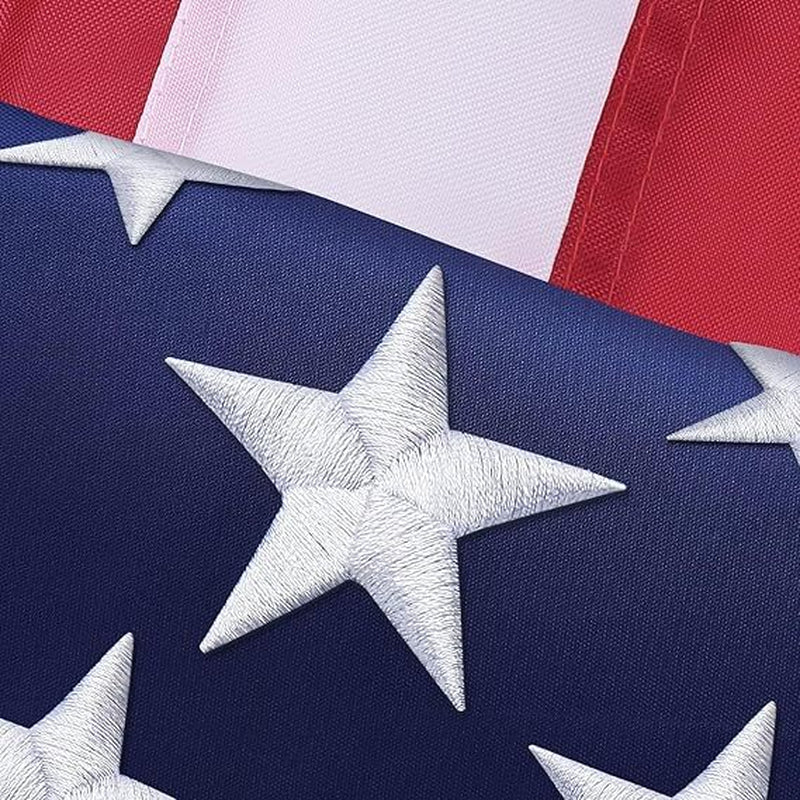 American Flag 5X8 FT - Premium Heavy Duty Nylon, 100% Made in the USA with Luxury Embroidered Stars