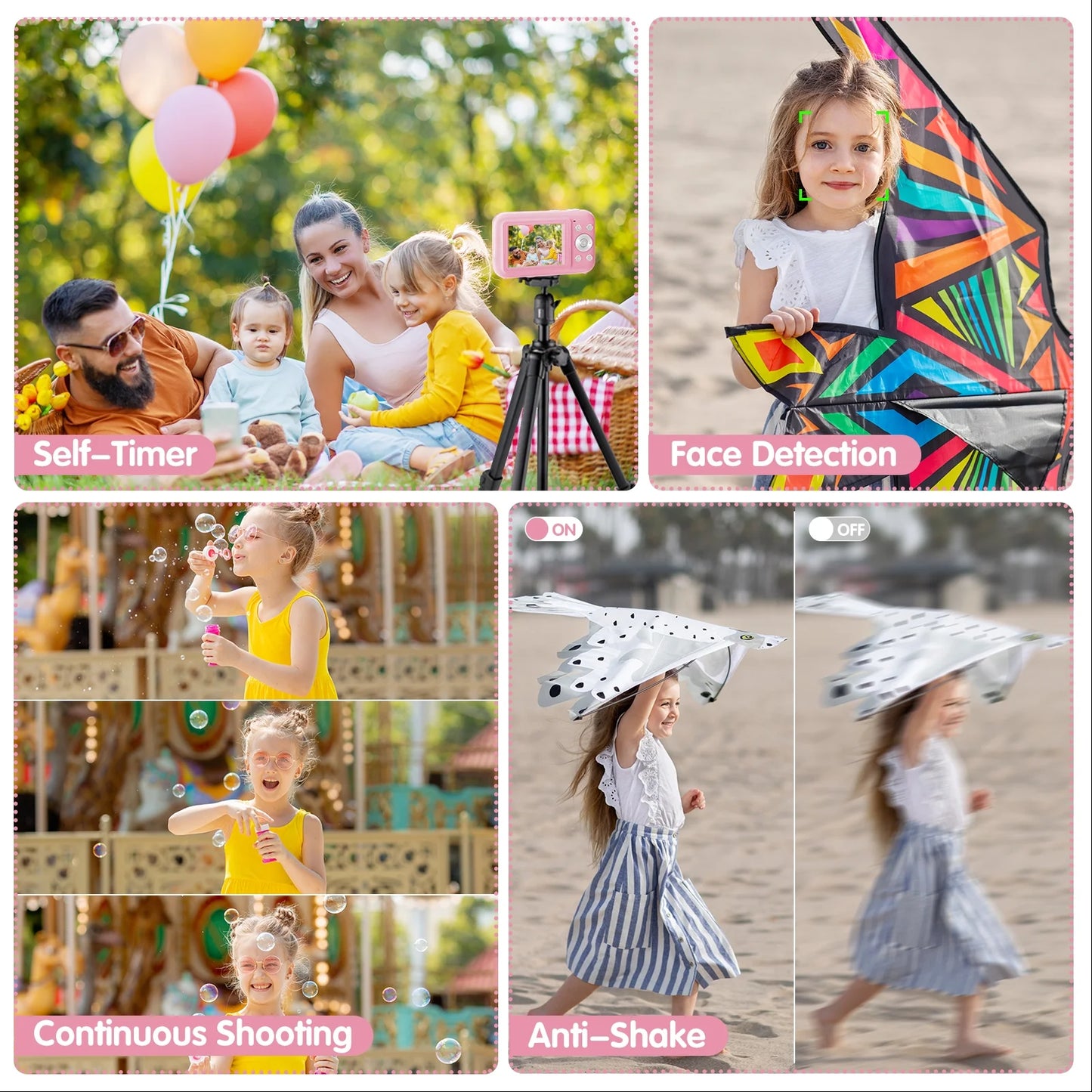 Digital Camera Kids Camera with 32GB Card FHD 1080P 44MP Vlogging Camera 16X Digital Zoom Portable Camera (Pink)