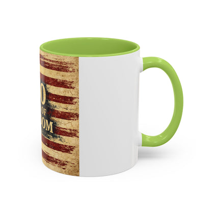 250 Years of Freedom Coffee Mug — Vintage American Flag Accent Mug (11/15oz)