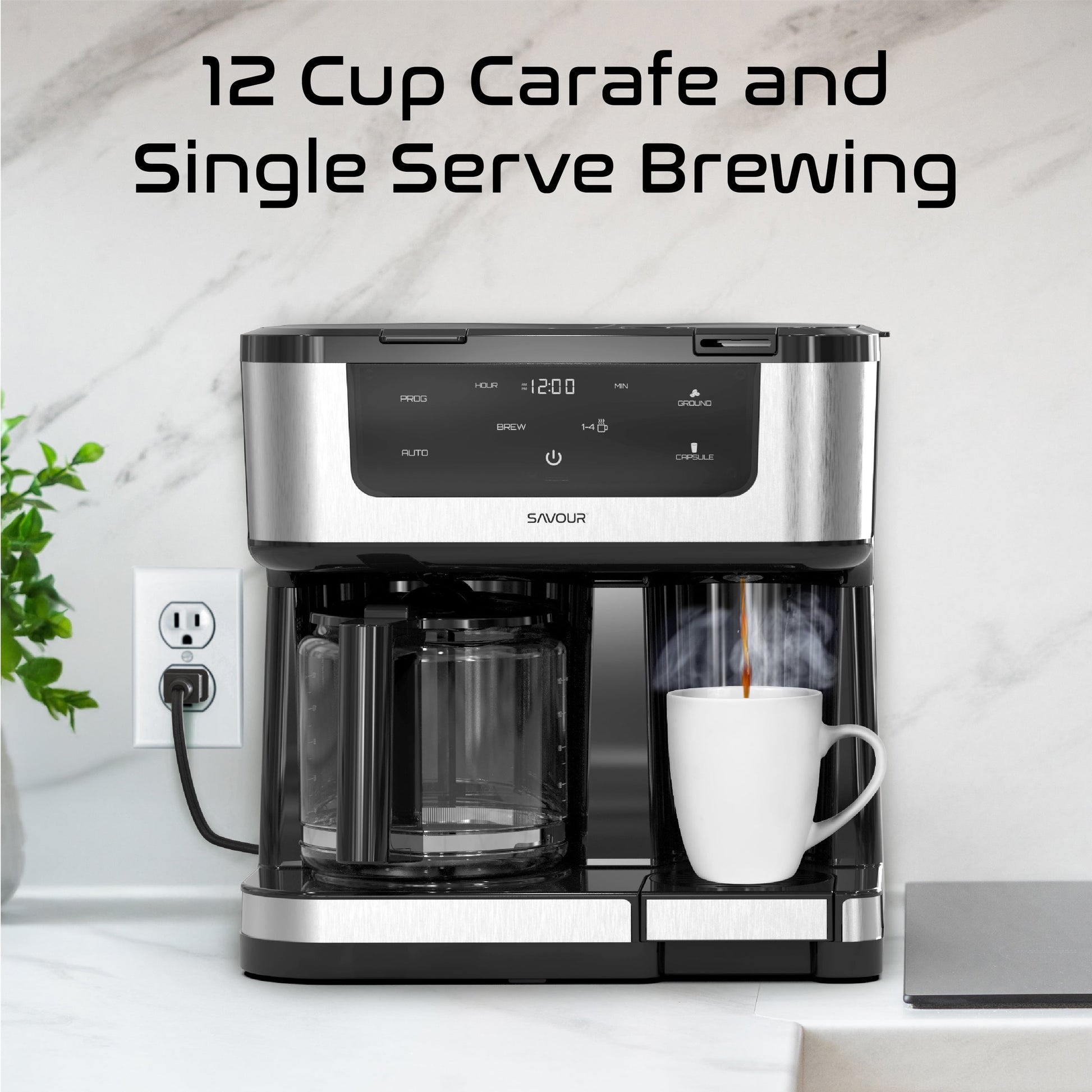 Savour Dual Coffee Maker: Your Perfect 12-Cup & Single Serve Solution for Every Coffee Lover