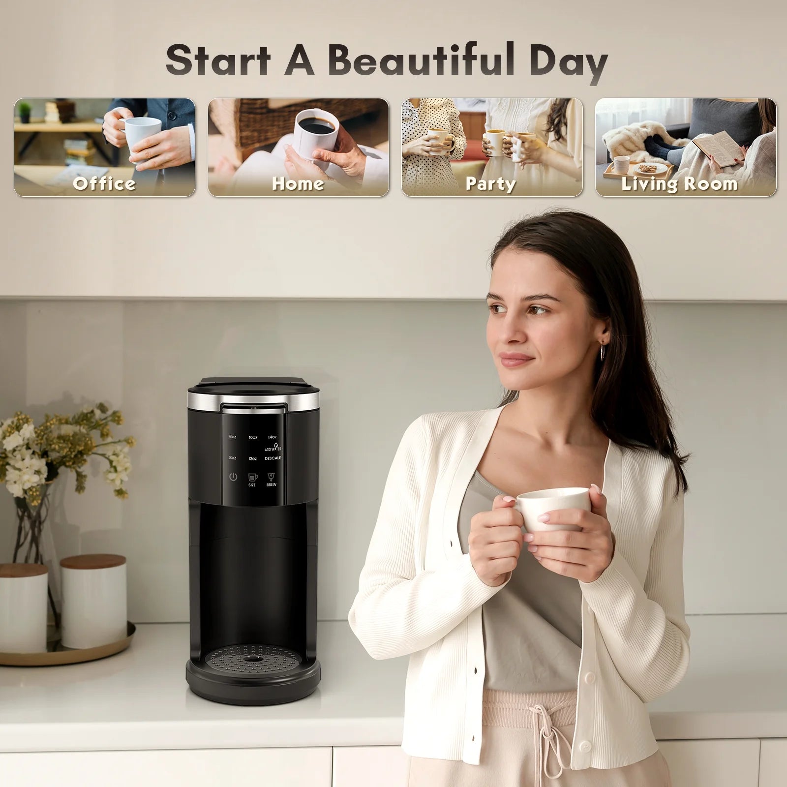 Experience Café-Quality Coffee at Home with the Moifoi 2-In-1 Single Serve Coffee Maker – Brew K-Cups and Ground Coffee Effortlessly!