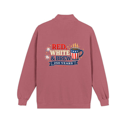 Patriotic "Red, White & Brew" Quarter-Zip Sweatshirt — 250 Years Celebration