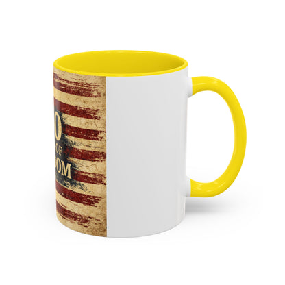 250 Years of Freedom Coffee Mug — Vintage American Flag Accent Mug (11/15oz)